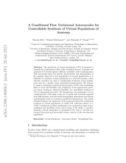 A Conditional Flow Variational Autoencoder for Controllable Synthesis of
  Virtual Populations of Anatomy