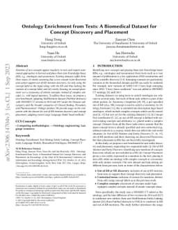 Ontology Enrichment from Texts: A Biomedical Dataset for Concept
  Discovery and Placement