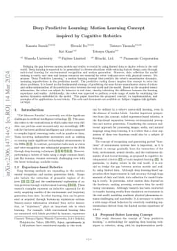 Deep Predictive Learning: Motion Learning Concept inspired by Cognitive
  Robotics