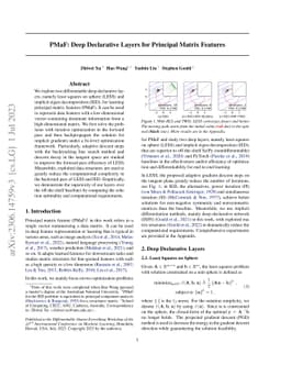 PMaF: Deep Declarative Layers for Principal Matrix Features