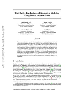 Distributive Pre-Training of Generative Modeling Using Matrix-Product
  States