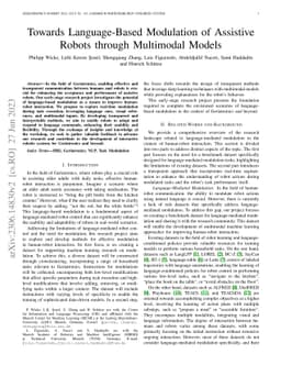 Towards Language-Based Modulation of Assistive Robots through Multimodal
  Models