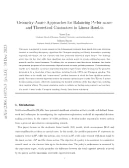 Geometry-Aware Approaches for Balancing Performance and Theoretical Guarantees in Linear Bandits