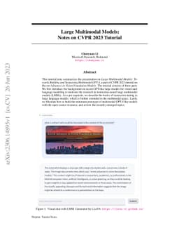Large Multimodal Models: Notes on CVPR 2023 Tutorial