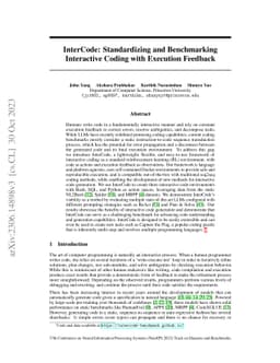InterCode: Standardizing and Benchmarking Interactive Coding with
  Execution Feedback