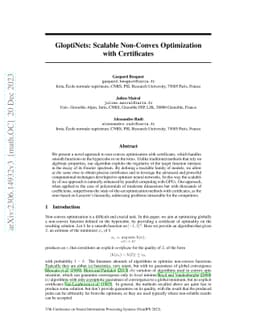 GloptiNets: Scalable Non-Convex Optimization with Certificates