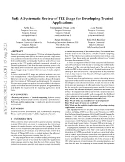 SoK: A Systematic Review of TEE Usage for Developing Trusted
  Applications
