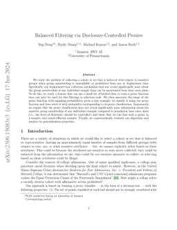 Balanced Filtering via Disclosure-Controlled Proxies