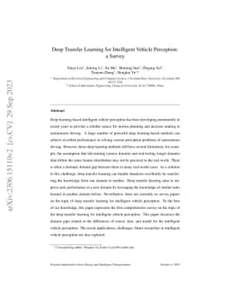Deep Transfer Learning for Intelligent Vehicle Perception: a Survey