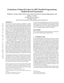 Evaluation of OpenAI Codex for HPC Parallel Programming Models Kernel
  Generation