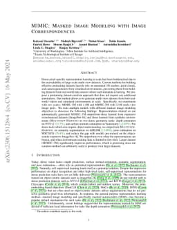 MIMIC: Masked Image Modeling with Image Correspondences