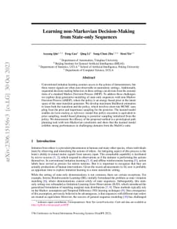 Learning non-Markovian Decision-Making from State-only Sequences