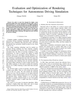 Evaluation and Optimization of Rendering Techniques for Autonomous
  Driving Simulation