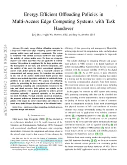 Energy Efficient Offloading Policies in Multi-Access Edge Computing
  Systems with Task Handover