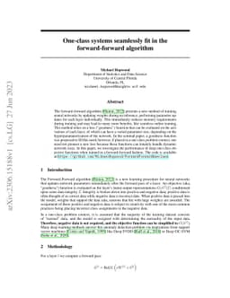 One-class systems seamlessly fit in the forward-forward algorithm