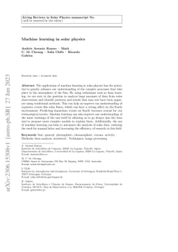 Machine learning in solar physics