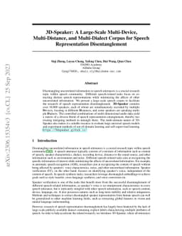 3D-Speaker: A Large-Scale Multi-Device, Multi-Distance, and
  Multi-Dialect Corpus for Speech Representation Disentanglement