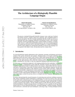 The Architecture of a Biologically Plausible Language Organ
