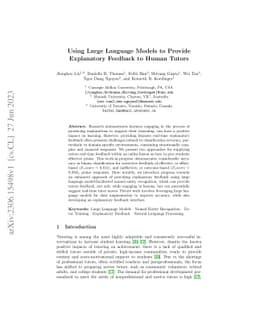 Using Large Language Models to Provide Explanatory Feedback to Human
  Tutors
