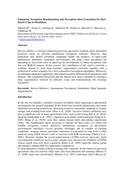 Enhancing Navigation Benchmarking and Perception Data Generation for
  Row-based Crops in Simulation