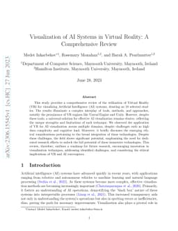 Visualization of AI Systems in Virtual Reality: A Comprehensive Review