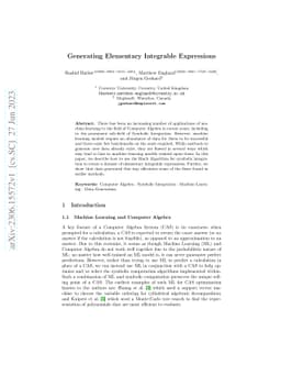Generating Elementary Integrable Expressions