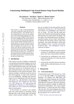 Constructing Multilingual Code Search Dataset Using Neural Machine
  Translation