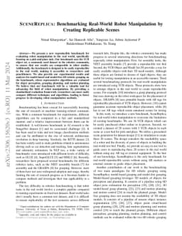 SCENEREPLICA: Benchmarking Real-World Robot Manipulation by Creating
  Replicable Scenes