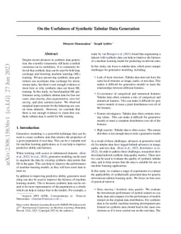 On the Usefulness of Synthetic Tabular Data Generation