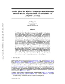 SparseOptimizer: Sparsify Language Models through Moreau-Yosida
  Regularization and Accelerate via Compiler Co-design