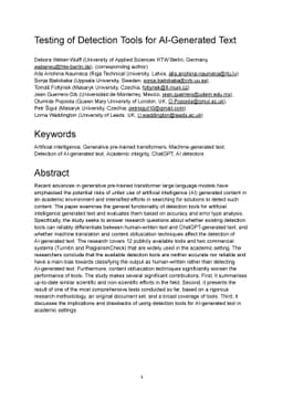 Testing of Detection Tools for AI-Generated Text