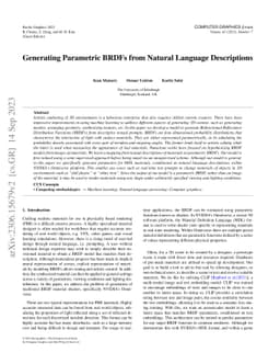 Generating Parametric BRDFs from Natural Language Descriptions