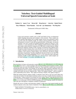 Voicebox: Text-Guided Multilingual Universal Speech Generation at Scale