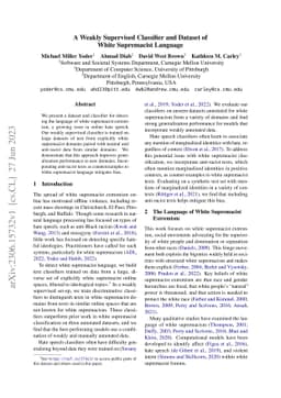 A Weakly Supervised Classifier and Dataset of White Supremacist Language