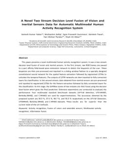 A Novel Two Stream Decision Level Fusion of Vision and Inertial Sensors
  Data for Automatic Multimodal Human Activity Recognition System