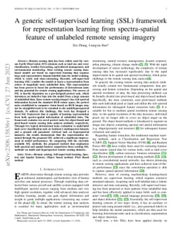 A generic self-supervised learning (SSL) framework for representation
  learning from spectra-spatial feature of unlabeled remote sensing imagery