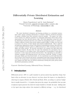 Differentially Private Distributed Estimation and Learning