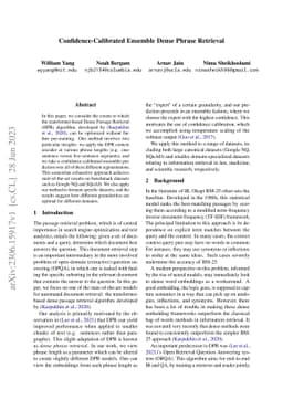 Confidence-Calibrated Ensemble Dense Phrase Retrieval