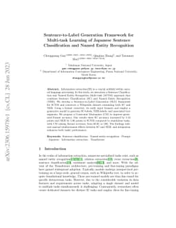 Sentence-to-Label Generation Framework for Multi-task Learning of
  Japanese Sentence Classification and Named Entity Recognition