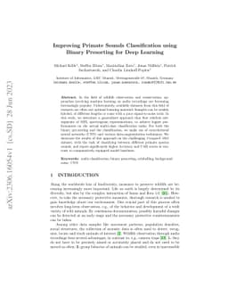 Improving Primate Sounds Classification using Binary Presorting for Deep
  Learning