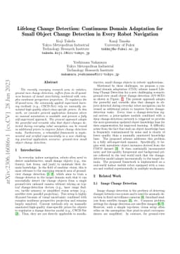 Lifelong Change Detection: Continuous Domain Adaptation for Small Object
  Change Detection in Every Robot Navigation