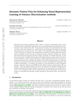 Semantic Positive Pairs for Enhancing Visual Representation Learning of Instance Discrimination Methods