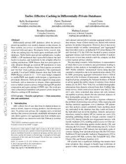 Turbo: Effective Caching in Differentially-Private Databases