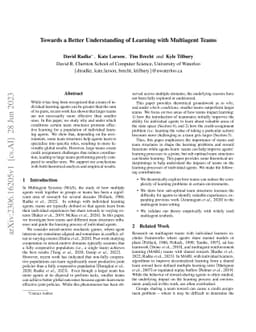 Towards a Better Understanding of Learning with Multiagent Teams
