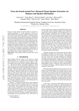 Focus on the Sound around You: Monaural Target Speaker Extraction via
  Distance and Speaker Information
