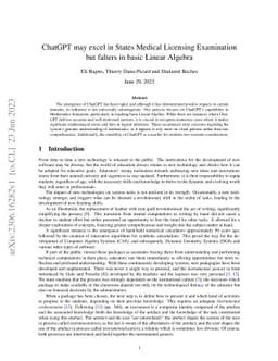 ChatGPT may excel in States Medical Licensing Examination but falters in
  basic Linear Algebra