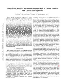 Generalizing Surgical Instruments Segmentation to Unseen Domains with
  One-to-Many Synthesis