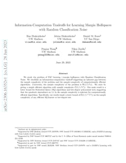 Information-Computation Tradeoffs for Learning Margin Halfspaces with
  Random Classification Noise