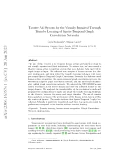 Theater Aid System for the Visually Impaired Through Transfer Learning
  of Spatio-Temporal Graph Convolution Networks