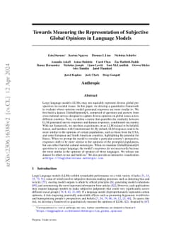 Towards Measuring the Representation of Subjective Global Opinions in
  Language Models